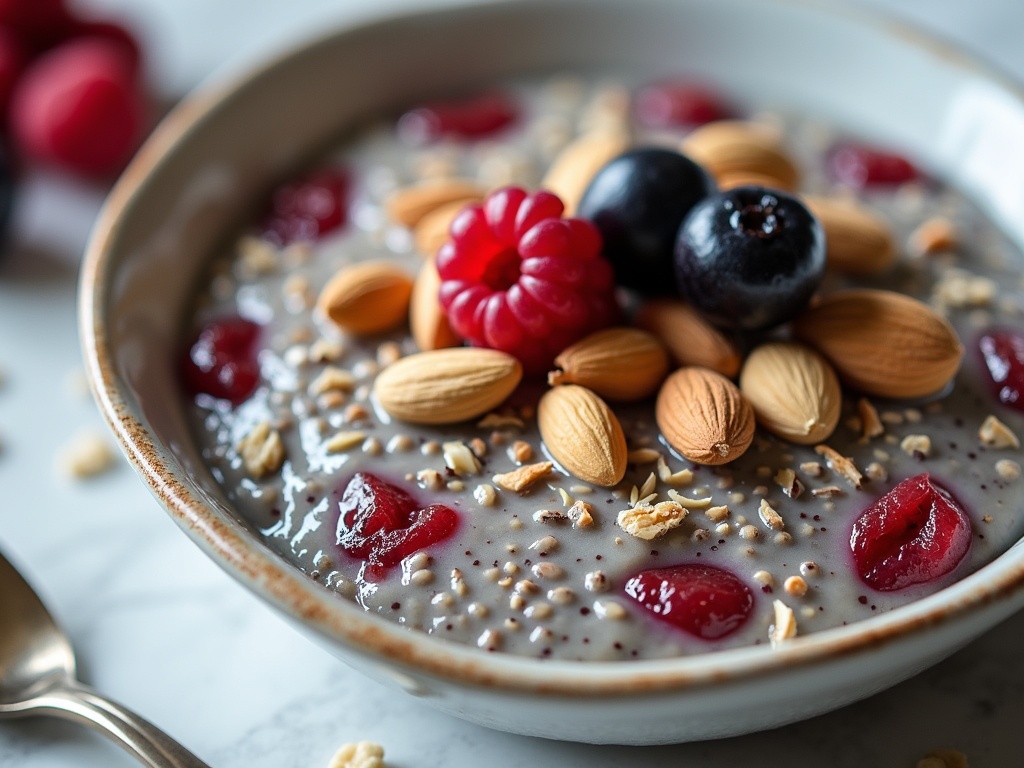 Chia Seed Pudding with Almonds and Berries