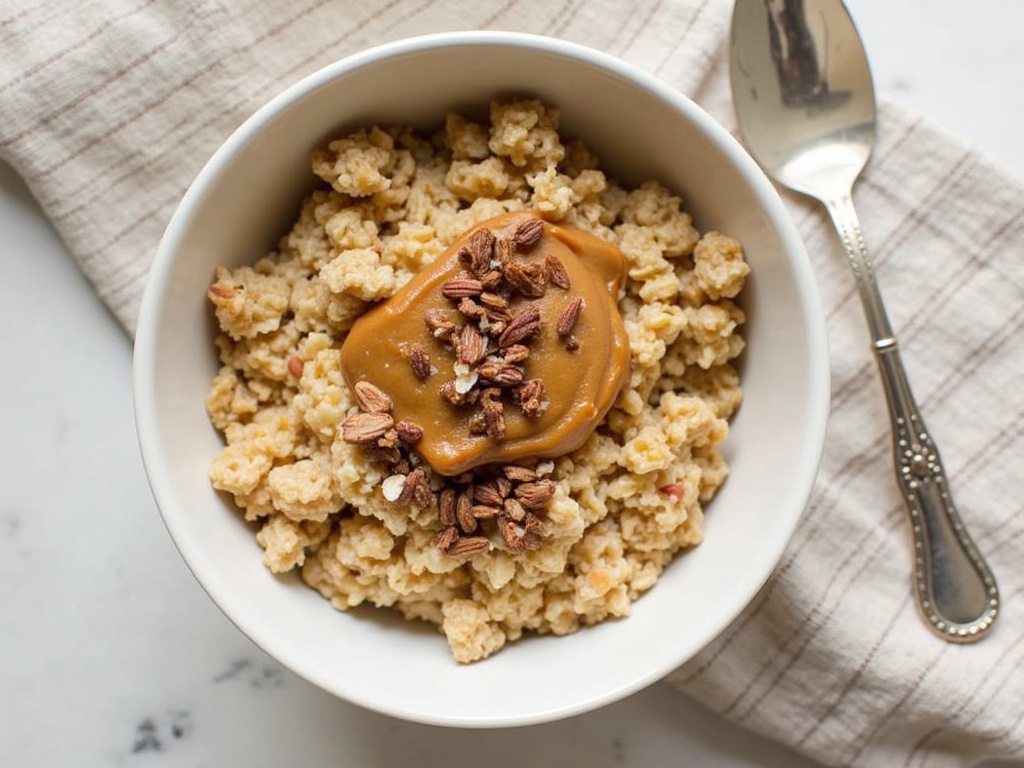 Oatmeal with Almond Butter and Flaxseeds