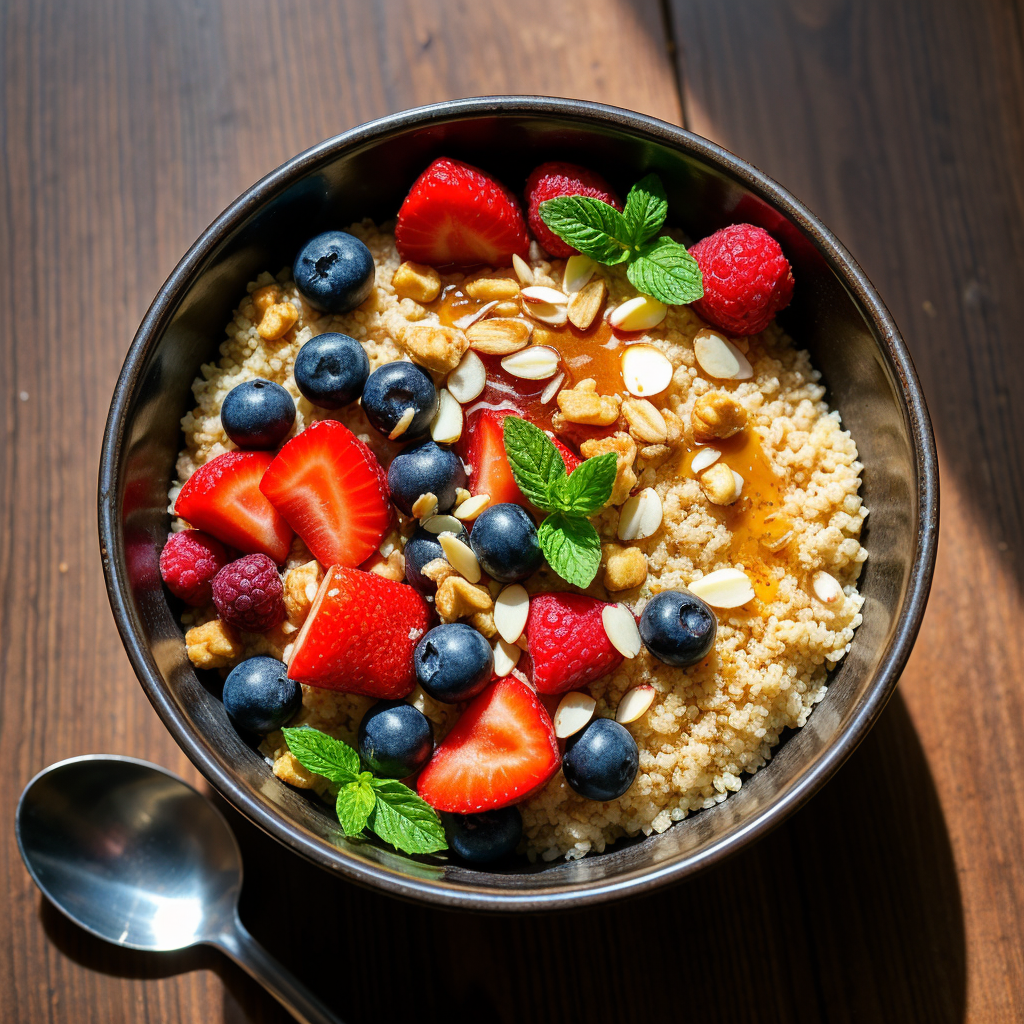 Quinoa Breakfast Bowl with Berries and Nuts